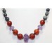 String Necklace Women Oxidized Metal Natural Multi Color Gem Stones B24